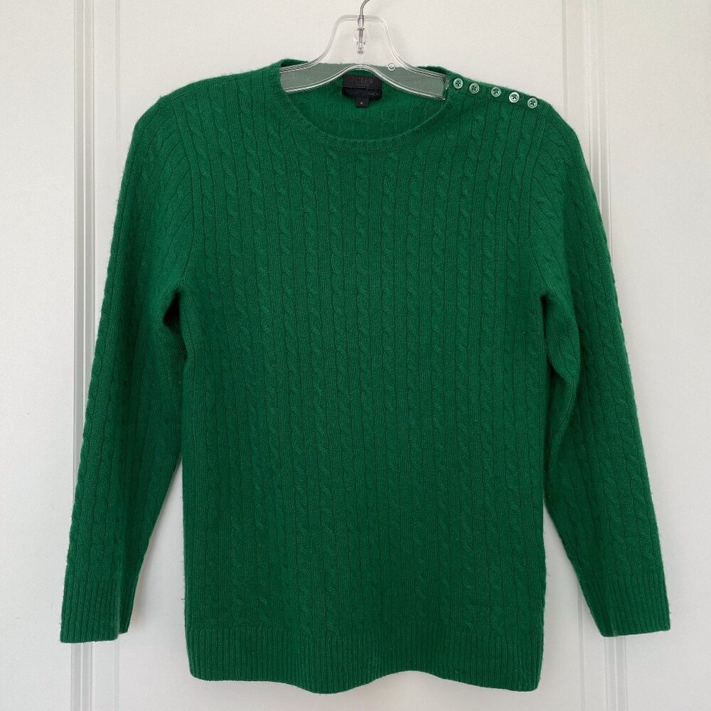 J.Crew 100% Cashmere Cable-knit Sweater - Green, Size S